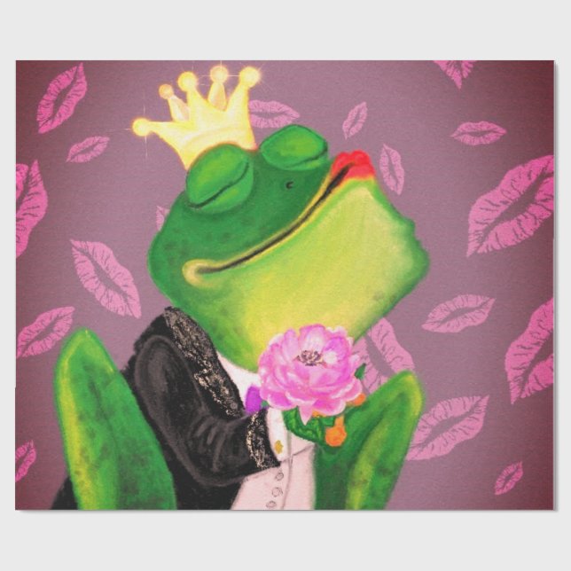 Papier Cadeau Papier d'enveloppement de Prince de Grenouille drô (Plat)