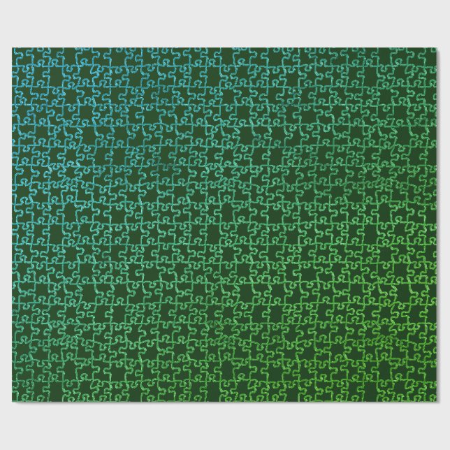 Papier Cadeau Papier d'enveloppement de puzzle vert foncé (Plat)