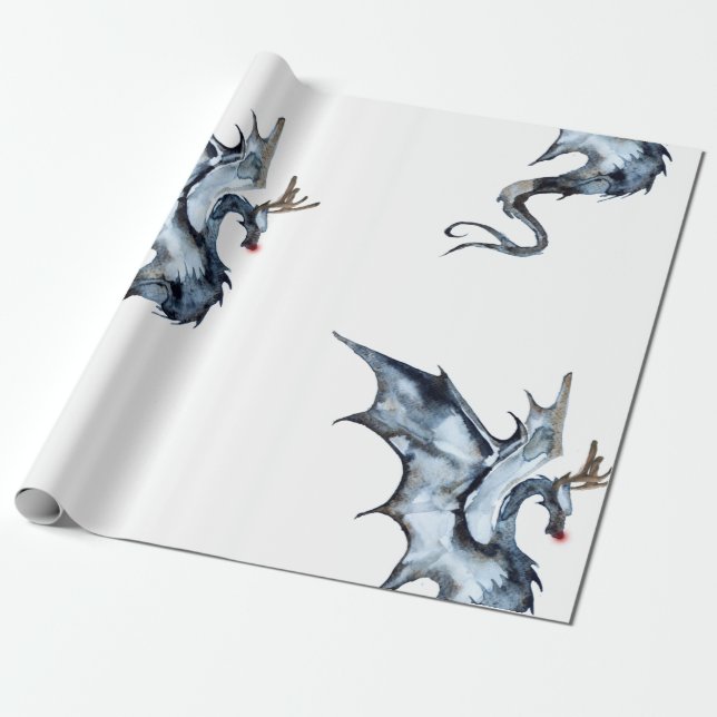 Papier Cadeau Papier d'enveloppement de réindragon (Déroulé)