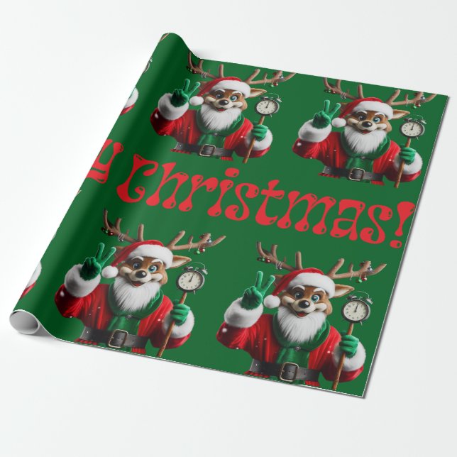 Papier Cadeau Papier d'enveloppement de rennes de Noël (Déroulé)