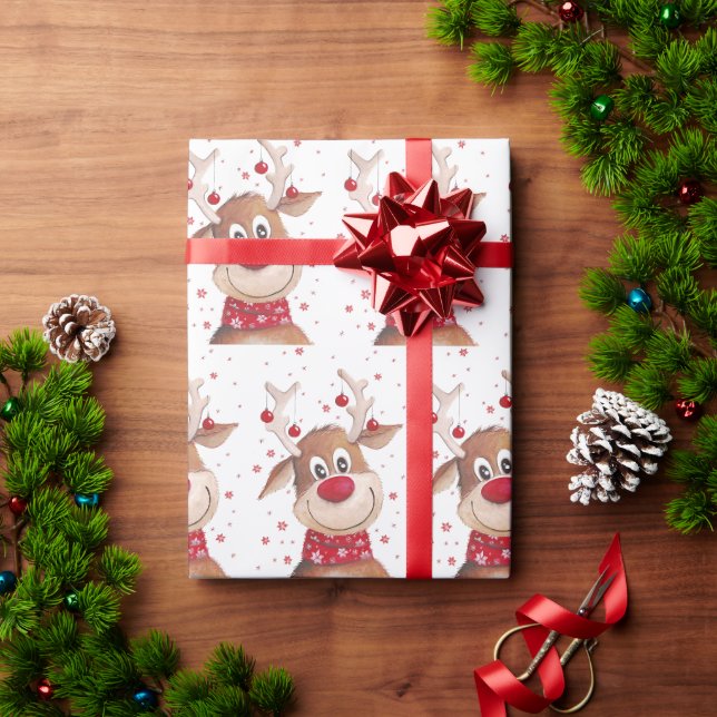Papier Cadeau Papier d'enveloppement de rennes de Noël (Cadeau de vacances)