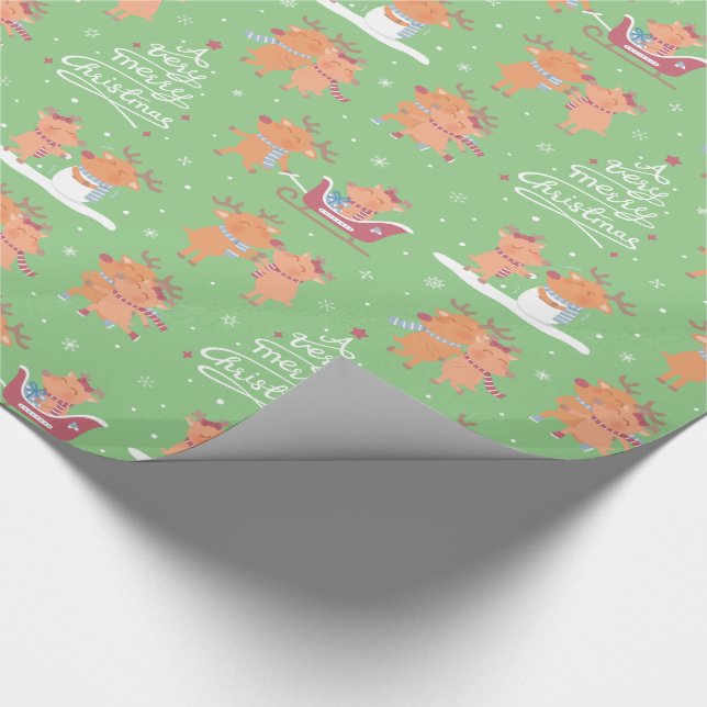 Papier Cadeau Papier d'enveloppement de rennes de Noël joyeux (Coin)