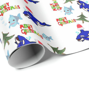 Papier Cadeau Papier d'enveloppement de requin de Noël