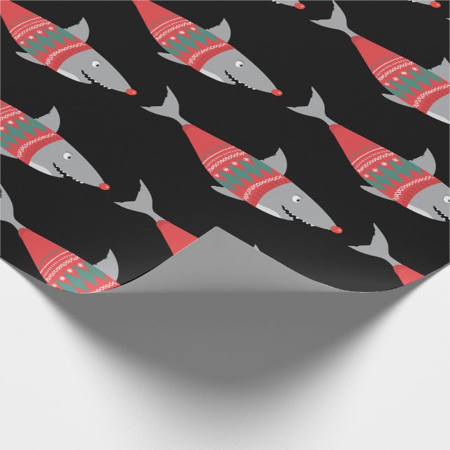 Papier Cadeau Papier d'enveloppement de requin de Noël amusant (Coin)