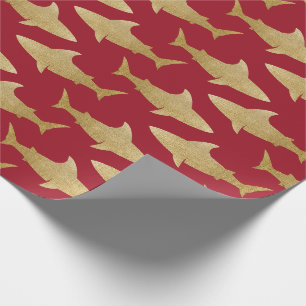 Papier Cadeau Papier d'enveloppement de requin d'or
