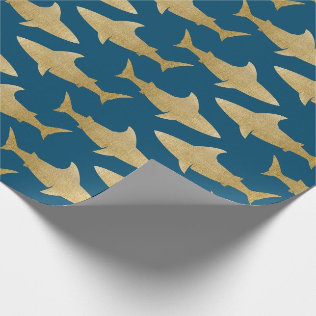 Papier Cadeau Papier d'enveloppement de requin d'or (Coin)