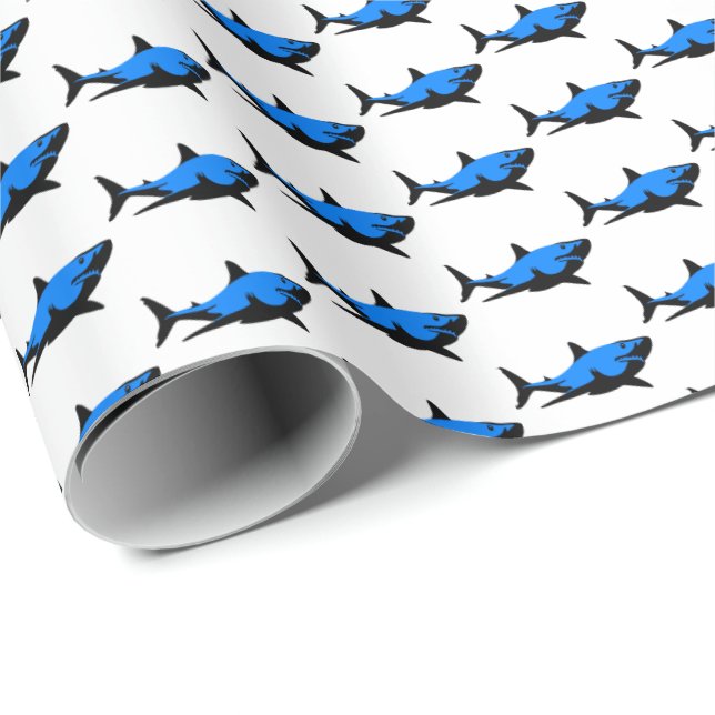 Papier Cadeau Papier d'enveloppement de requins bleus (Coin rond)