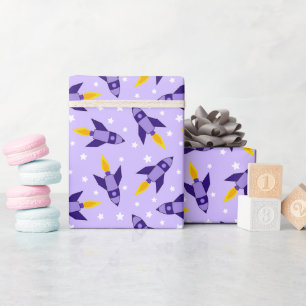 Papier Cadeau Papier d'enveloppement de roquette violet rétro