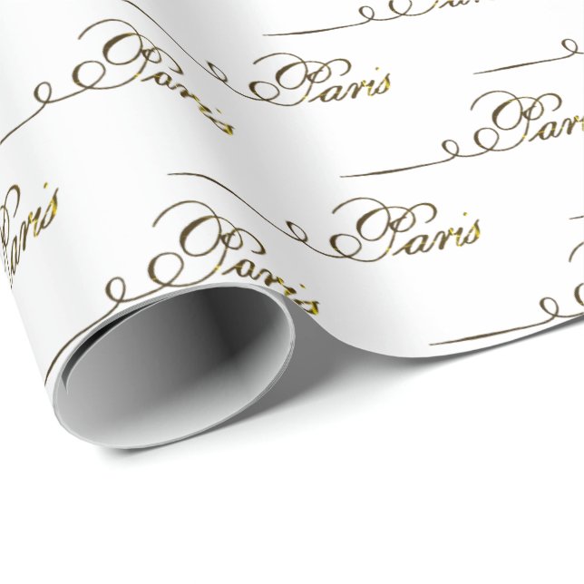 Papier Cadeau Papier d'enveloppement de script français de Paris (Coin rond)