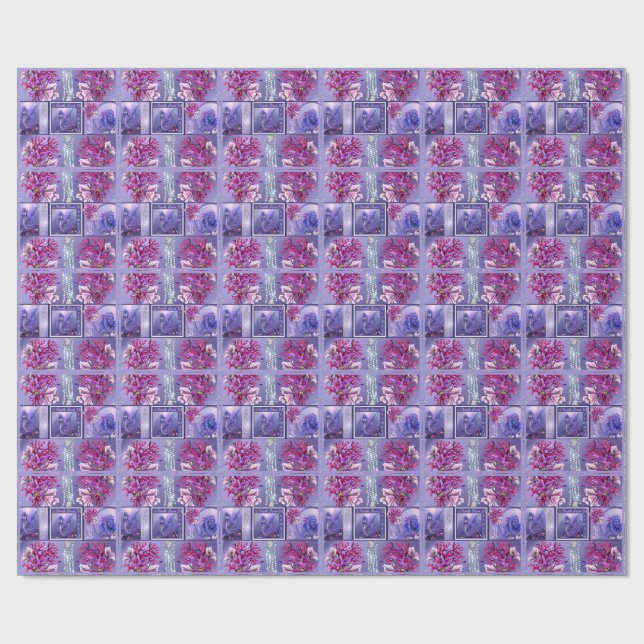 Papier Cadeau Papier d'enveloppement de sirène d'océan violet (Plat)