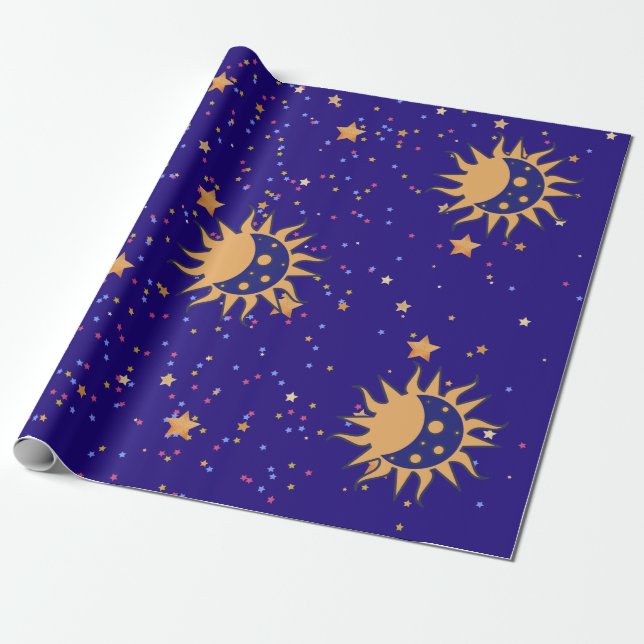 Papier Cadeau Papier d'enveloppement de soleil et de lune (Déroulé)