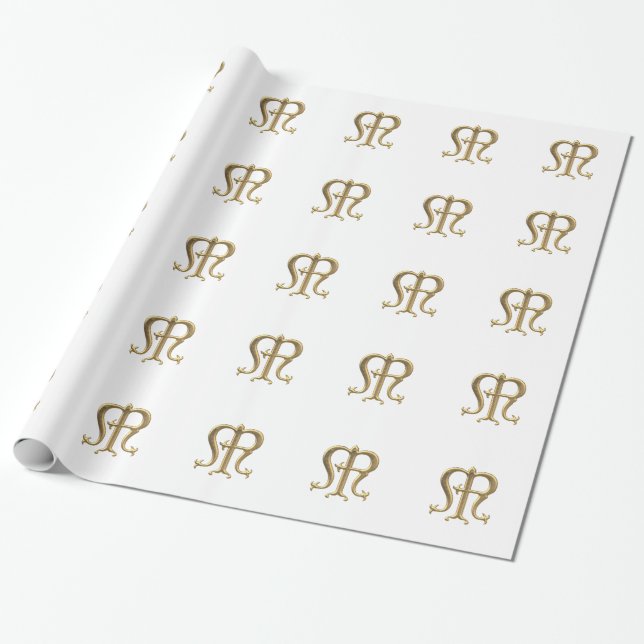 Papier Cadeau Papier d'enveloppement de Symbole "3D" en or de la (Déroulé)