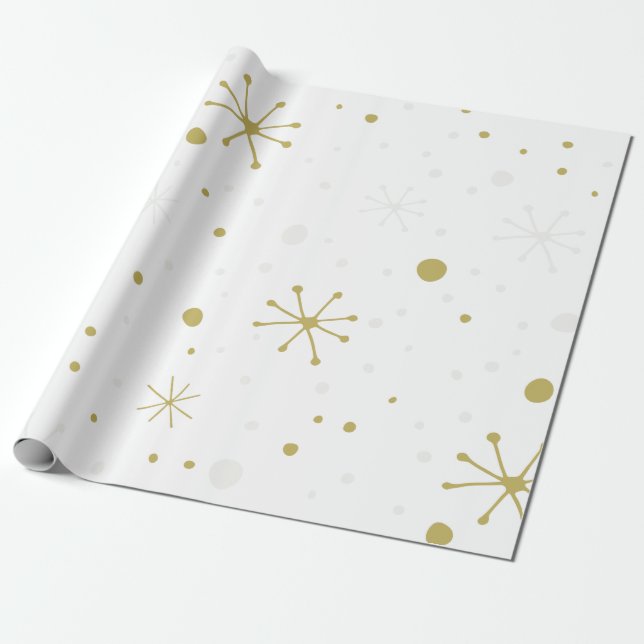 Papier Cadeau Papier d'enveloppement de texture de flocon d'or b (Déroulé)
