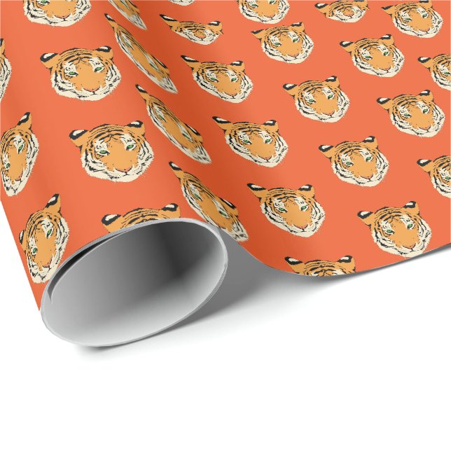 Papier Cadeau Papier d'enveloppement de tigre (Coin rond)