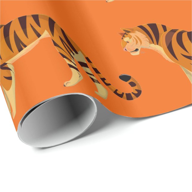 Papier Cadeau Papier d'enveloppement de tigres (Coin rond)