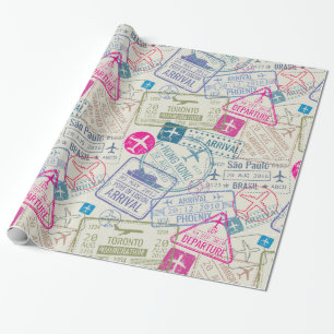 Papier Cadeau Papier d'enveloppement de timbres de passeport