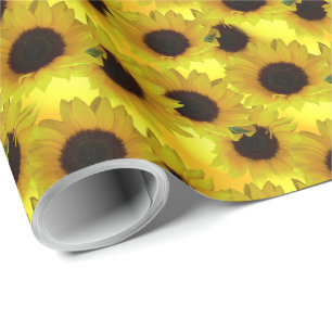 Papier Cadeau Papier d'enveloppement de tournesol or Papier à fl