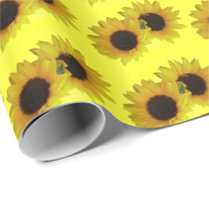 Papier Cadeau Papier d'enveloppement de tournesol or Papier à fl