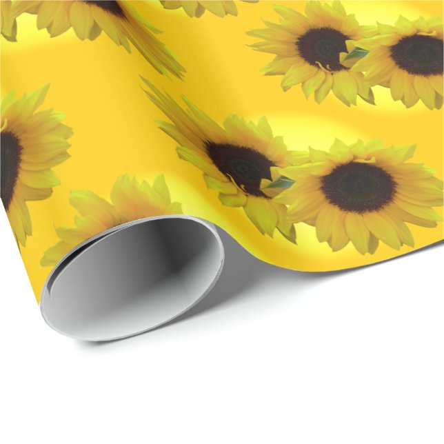Papier Cadeau Papier d'enveloppement de tournesol or Papier à fl (Coin rond)