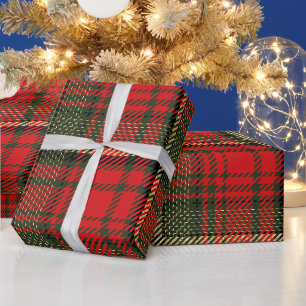 Papier Cadeau Papier d'enveloppement de vacances Tartan rouge et