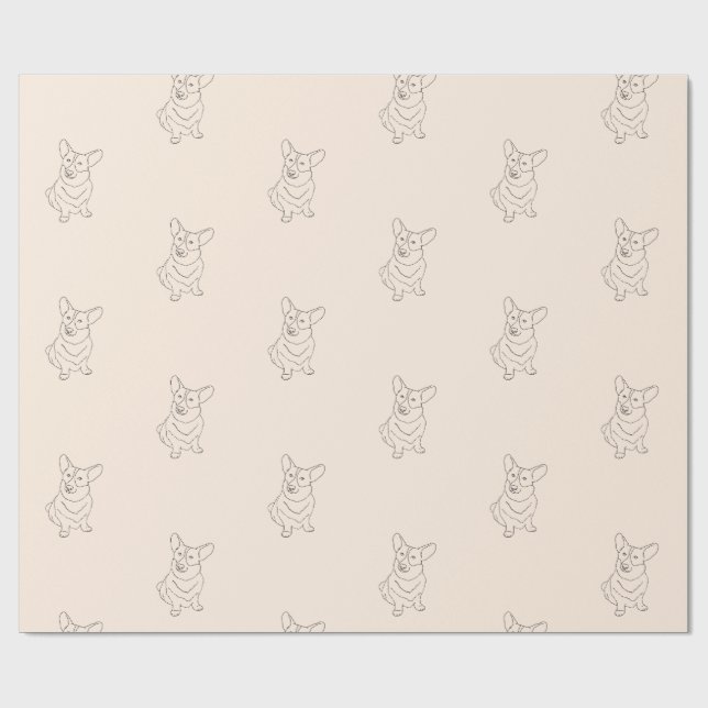 Papier Cadeau Papier d'enveloppement décoré Corgi Dog (Plat)