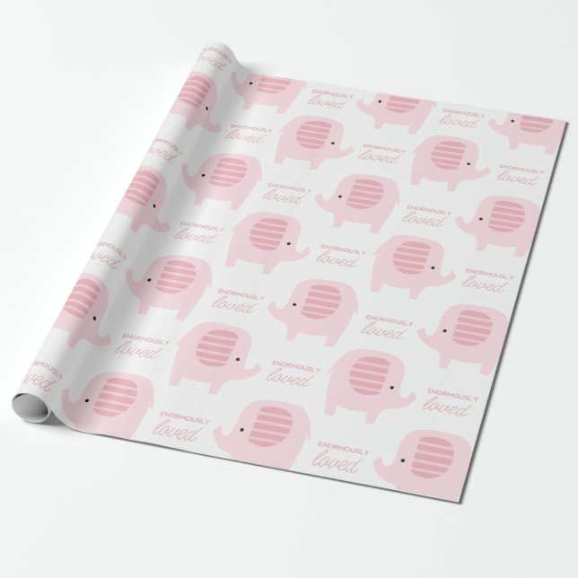 Papier Cadeau Papier d'enveloppement d'éléphant mignon pour bébé (Déroulé)