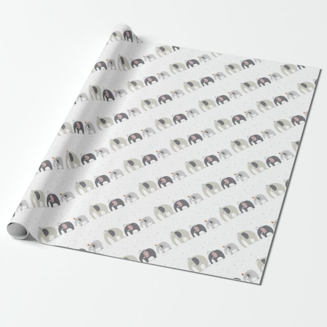 Papier Cadeau Papier d'enveloppement d'éléphants (Déroulé)