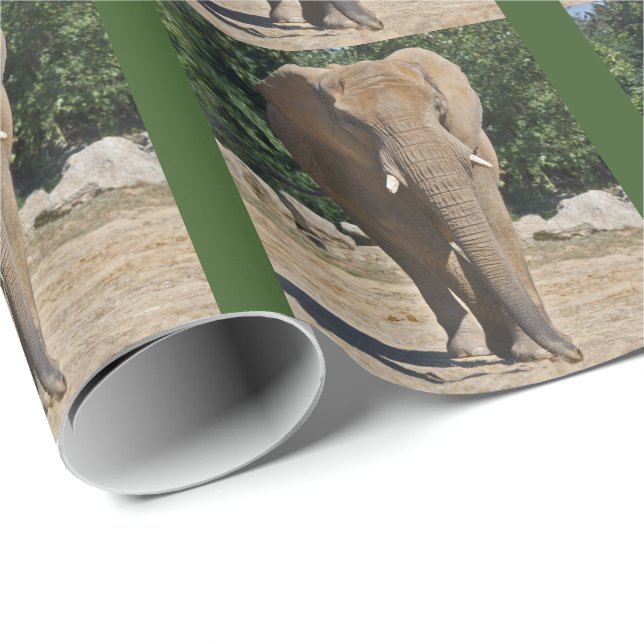 Papier Cadeau Papier d'enveloppement d'éléphants africains (Coin rond)