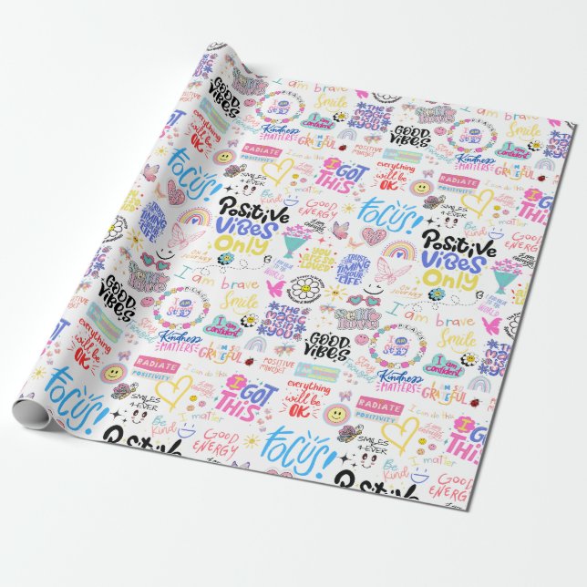Papier Cadeau Papier d'enveloppement des affirmations positives (Déroulé)