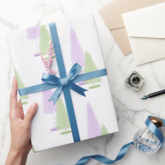 Papier Cadeau Papier d'enveloppement des arbres de Noël Pastel