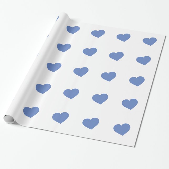 Papier Cadeau Papier d'enveloppement des Coeurs Bleus Bébé (Déroulé)