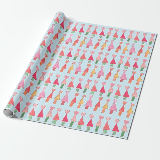 Papier Cadeau Papier d'enveloppement des Coeurs de Noël (Déroulé)