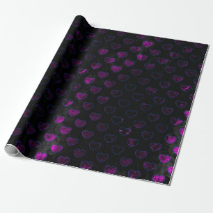 Papier Cadeau Papier D'Enveloppement Des Coeurs Noir Et Violet T