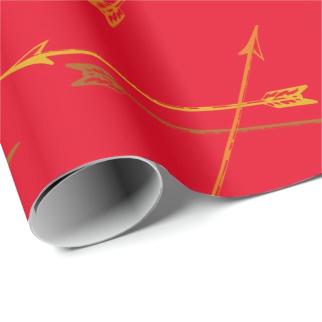 Papier Cadeau Papier d'enveloppement des flèches rouges tribales (Coin rond)