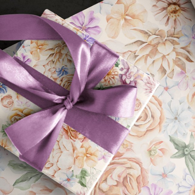 Papier Cadeau Papier d'enveloppement des fleurs botaniques de pr (Créateur téléchargé)