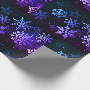Papier Cadeau Papier d'enveloppement des flocons bleus et mauves