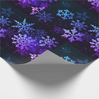 Papier Cadeau Papier d'enveloppement des flocons bleus et mauves