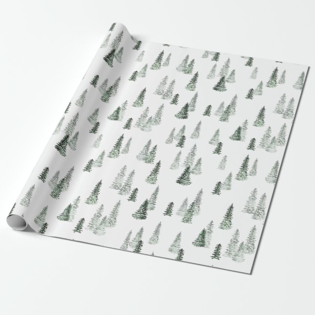 Papier Cadeau Papier d'enveloppement des forêts d'hiver (Déroulé)