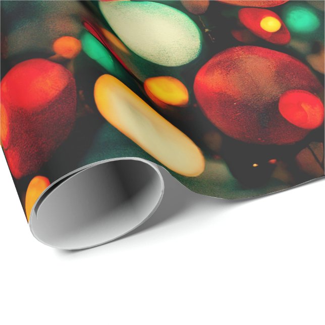 Papier Cadeau Papier d'enveloppement des lumières de Noël (Coin rond)