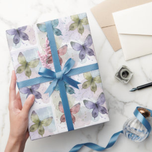 Papier Cadeau Papier d'enveloppement des papillons aquarelle