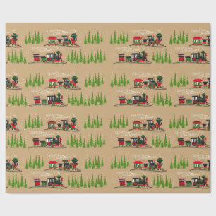 Papier Cadeau Papier d'enveloppement des trains de Noël