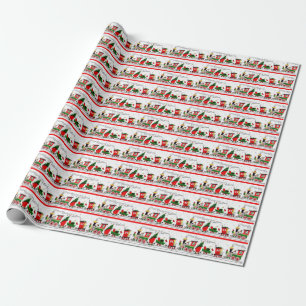 Papier Cadeau Papier d'enveloppement des trains de Noël