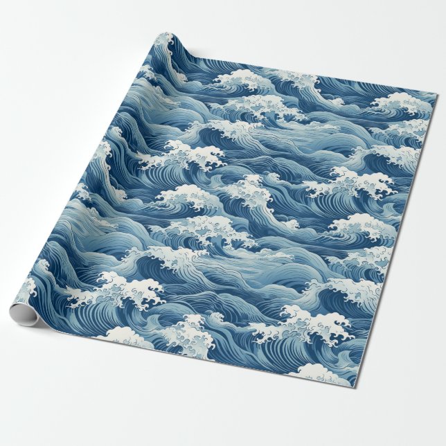 Papier Cadeau Papier d'enveloppement des vagues océaniques (Déroulé)