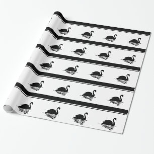 Papier Cadeau Papier d'enveloppement design noir et blanc Swan