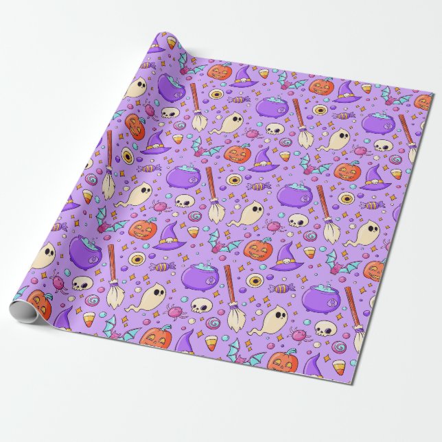 Papier Cadeau Papier d'enveloppement d'Halloween (Déroulé)