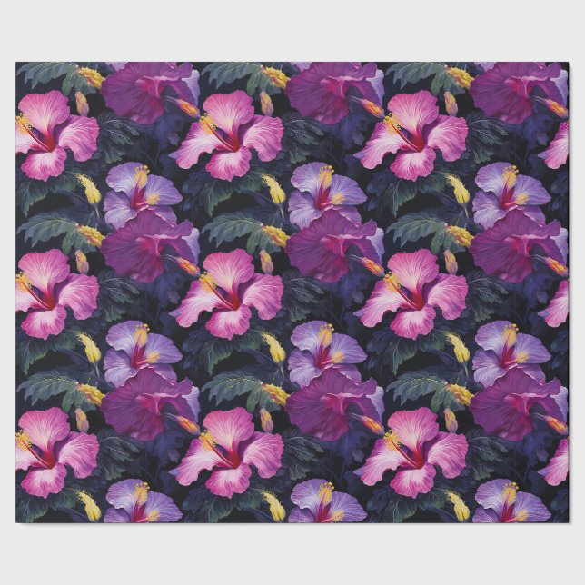 Papier Cadeau Papier d'enveloppement d'hibiscus d'aquarelle (Couture)