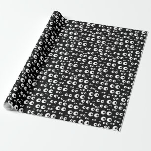 Papier Cadeau Papier d'enveloppement d'oeil noir et blanc mignon