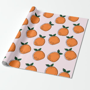 Papier Cadeau Papier d'enveloppement d'oranges mignonnes