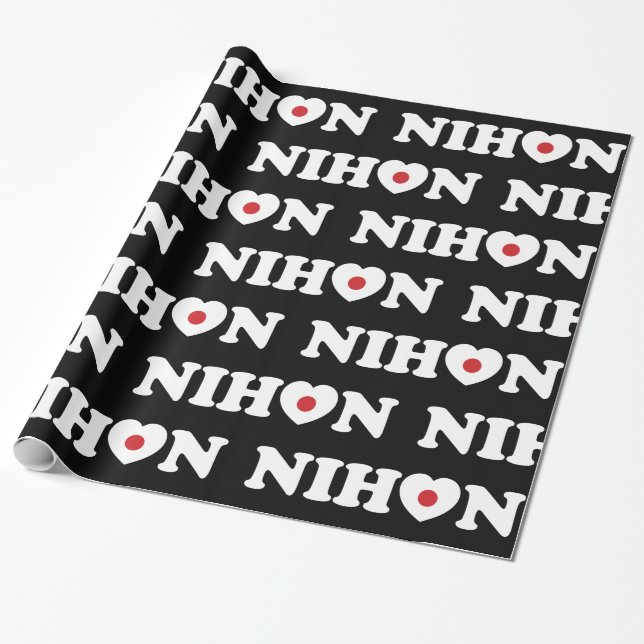Papier Cadeau Papier d'enveloppement du drapeau de coeur Nihon L (Déroulé)