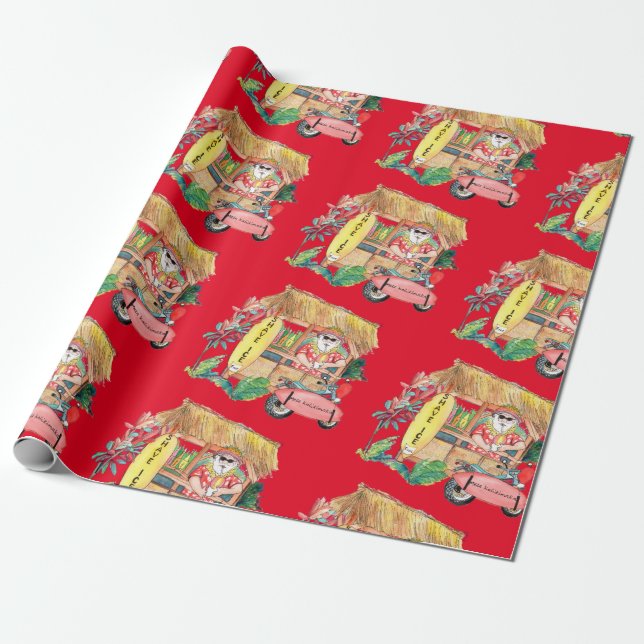 Papier Cadeau Papier d'enveloppement du Père Noël Hawaï de la gl (Déroulé)